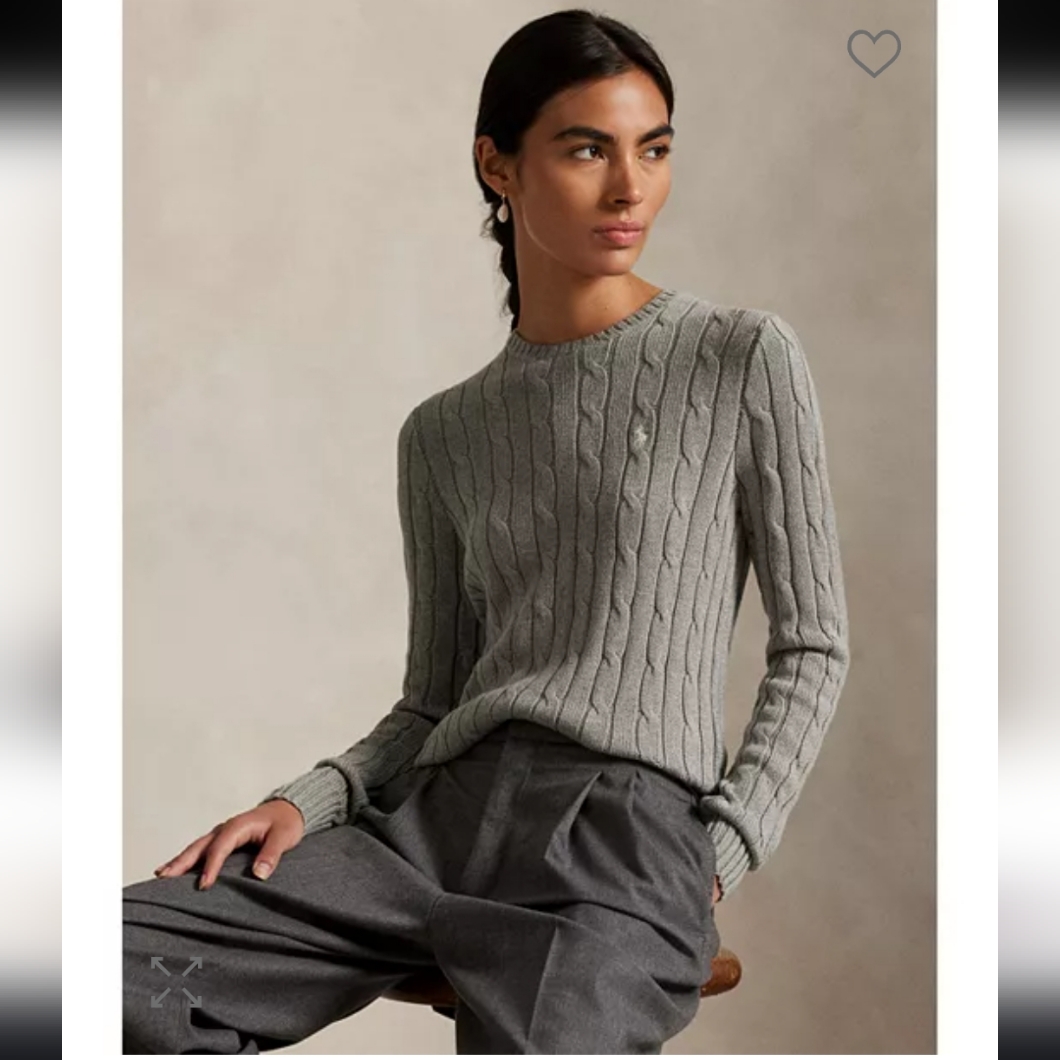 Polo Ralph Laurane Cable Knit Cotton Crewneck Sweayer